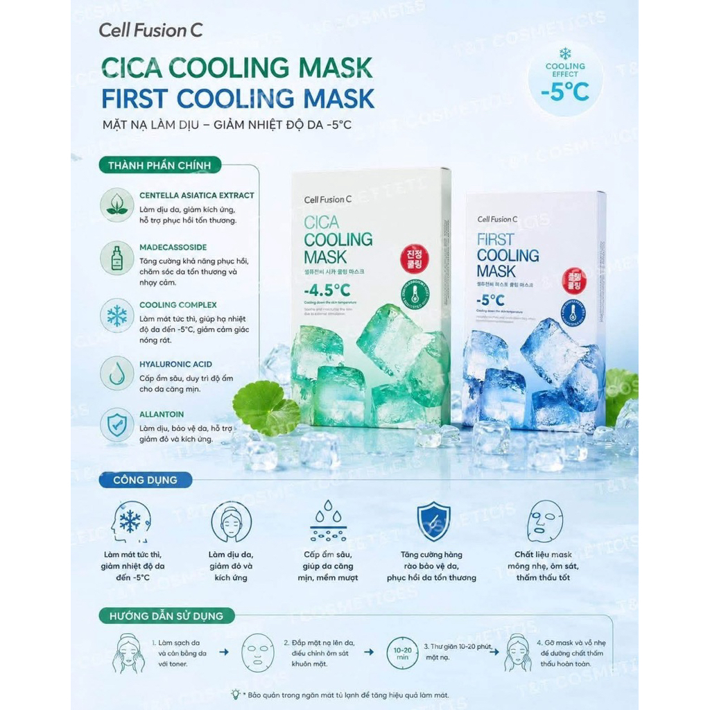 [Bill Hàn] Mặt Nạ Cell Fusion C Chính Hãng, Cica/First Cooling Mask, Giảm Nhiệt Làm Dịu, Hỗ Trợ Phục