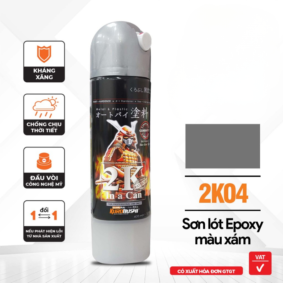 Sơn xịt Samurai Kurobushi - Sơn lót 2K04 (400ml ) chuyên dùng cho xe máy