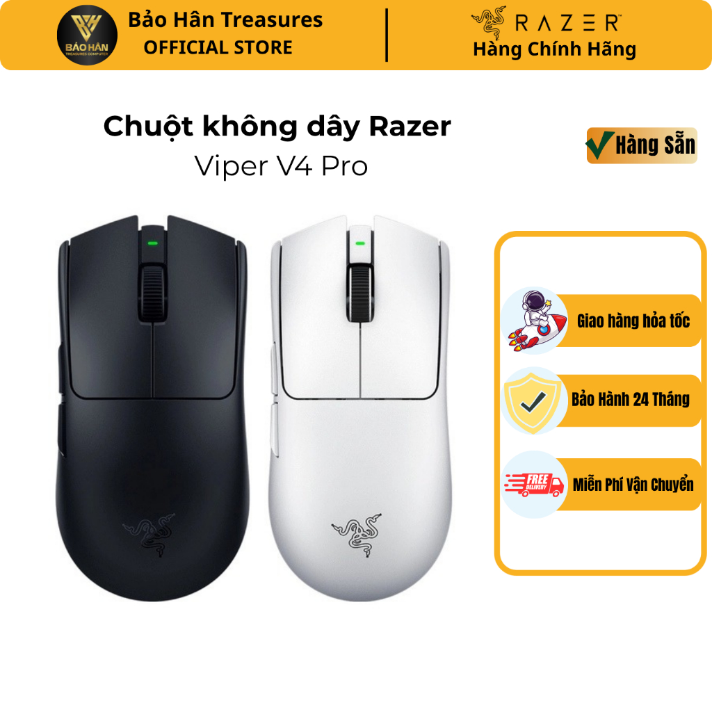 Chuột không dây Razer Viper V4 Pro - Đi kèm dongle Razer HyperPolling 8KHz - Hàng Chính Hãng