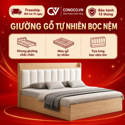 CONOCO Giường Ngủ Hiện Đại Gỗ Thông Tự Nhiên Chắc Chắn Chịu Lực 400KG Kèm Dụng Cụ Lắp Ráp
