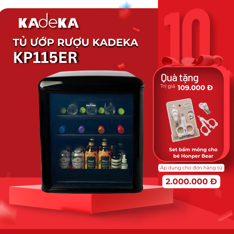 Tủ Ướp Rượu Kadeka KP115ER 12 chai vang | Tủ bảo quản mặt nạ, trái cây, thuốc, đồ uống- BH 24 Tháng