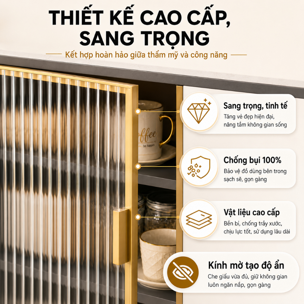 Tủ Buffet Đa Năng Cao Cấp Sang Trọng Hiện Đại Dung Tích Lớn Có Ngăn Kéo Chân Cao Tinh Tế | BigBuy360 - bigbuy360.vn