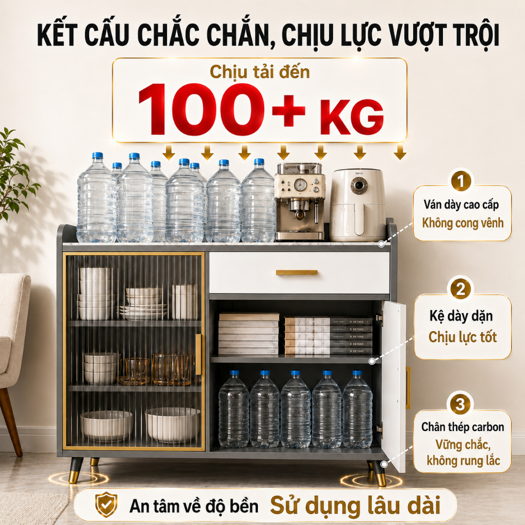 Tủ Buffet Đa Năng Cao Cấp Sang Trọng Hiện Đại Dung Tích Lớn Có Ngăn Kéo Chân Cao Tinh Tế | BigBuy360 - bigbuy360.vn