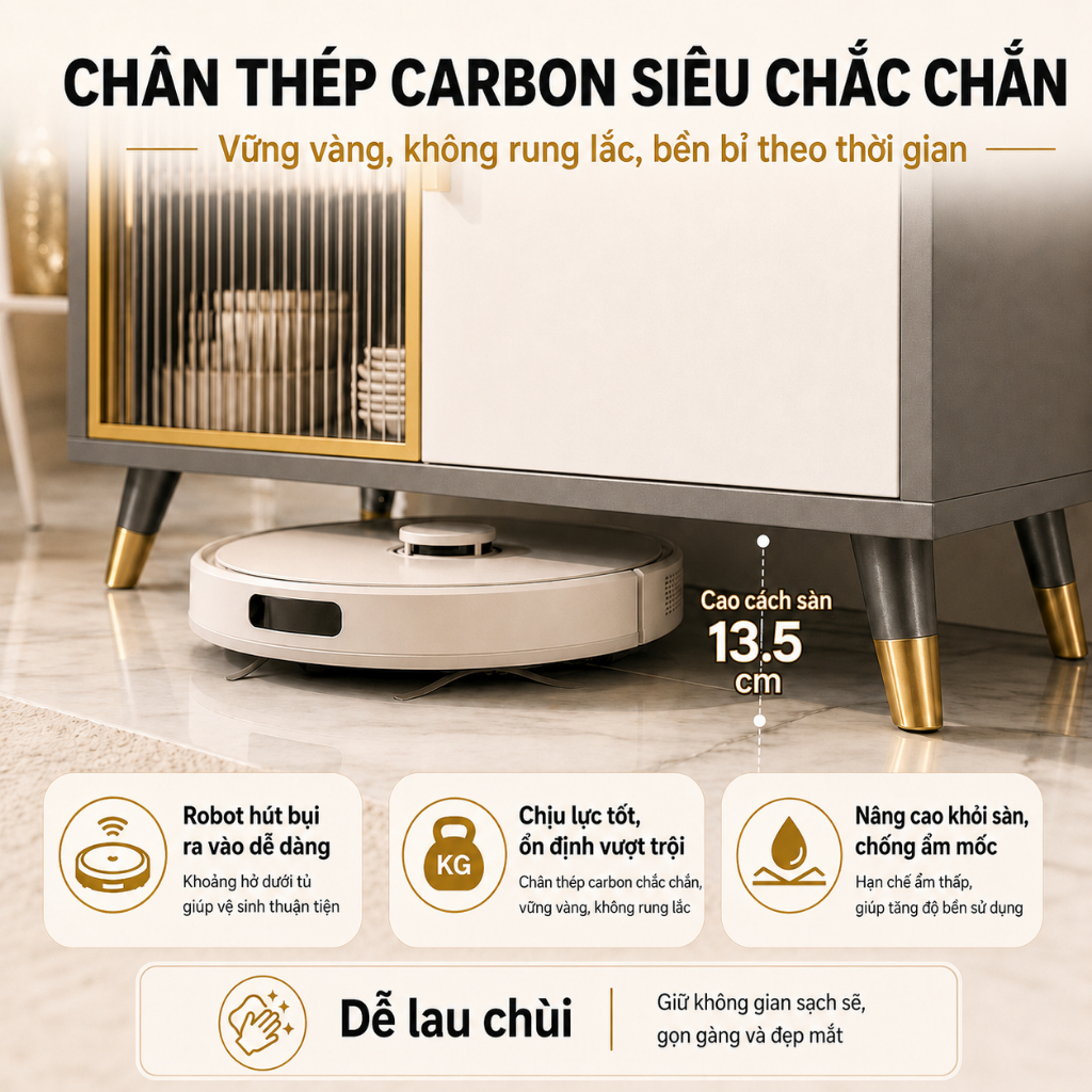 Tủ Buffet Đa Năng Cao Cấp Sang Trọng Hiện Đại Dung Tích Lớn Có Ngăn Kéo Chân Cao Tinh Tế | BigBuy360 - bigbuy360.vn