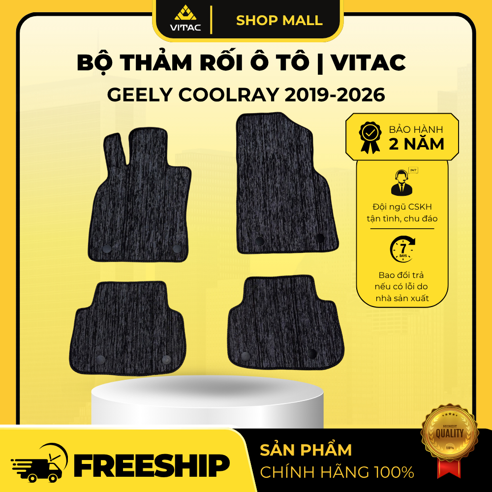 Bộ thảm rối lắp trên sàn nhựa đúc Vitac dành cho xe ô tô Geely Coolray (2019-2026)
