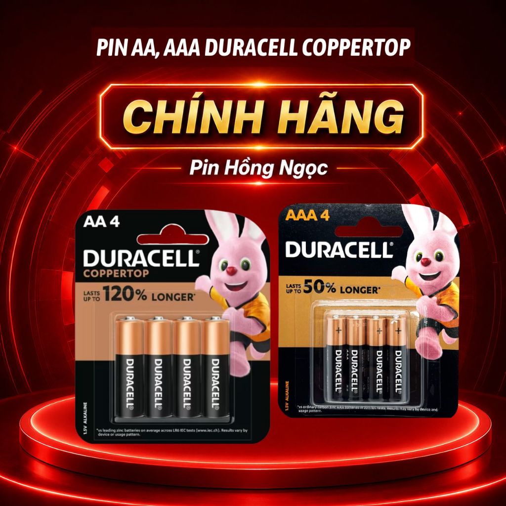 Pin AA , Pin AAA 1,5V DURACELL Alkaline Battery Coppertop ( Vàng Đen ) Siêu Bền Bỉ - Hàng chính Hãng