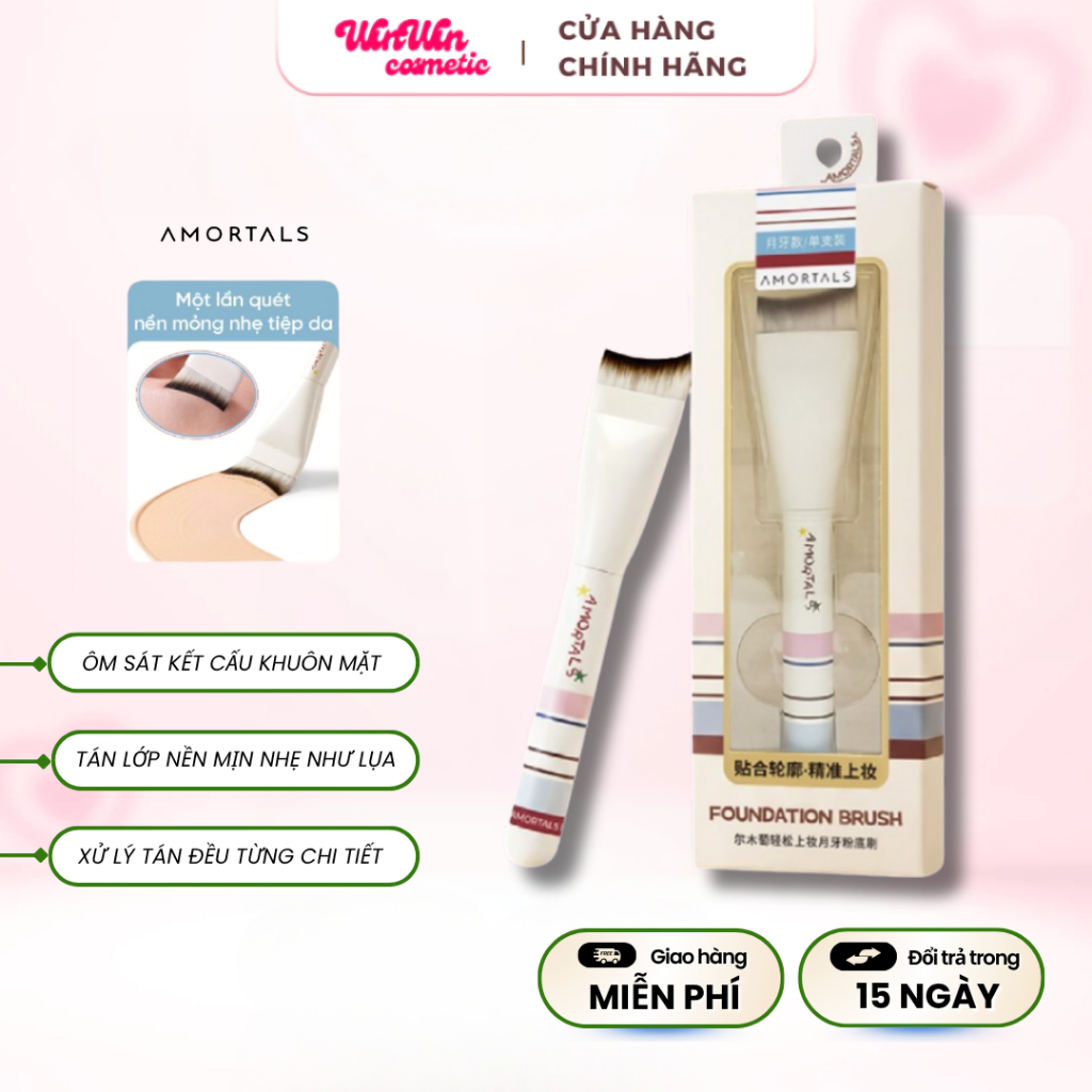 AMORTALS Cọ Tán Nền Amortals Hình Lưỡi Liềm - Đầu Cọ Siêu Mảnh 0.1mm, Dàn Nền Siêu Mịn, Cọ Trang Điể