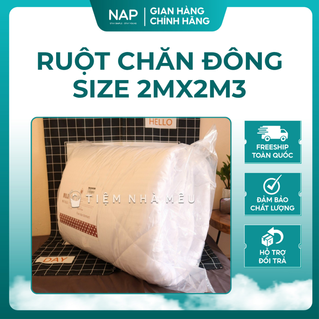 Ruột Chăn Thu Đông Cao Cấp Khách Sạn Bông Gòn Dày Dặn Size 2mx2m2, Nặng 3kg Napbedding