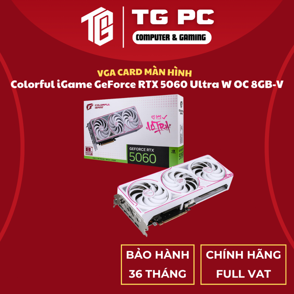 [SẢN PHẨM NEW FULL VAT] VGA CARD MÀN HÌNH Colorful iGame GeForce RTX 5060 Ultra W OC 8GB-V - BẢO HÀN