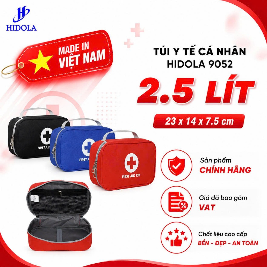Túi Y Tế Cá Nhân 2.5L – Túi Đựng Thuốc Gia Đình, Túi Sơ Cứu Mini Gọn Nhẹ, Chống Thấm Nước 9052
