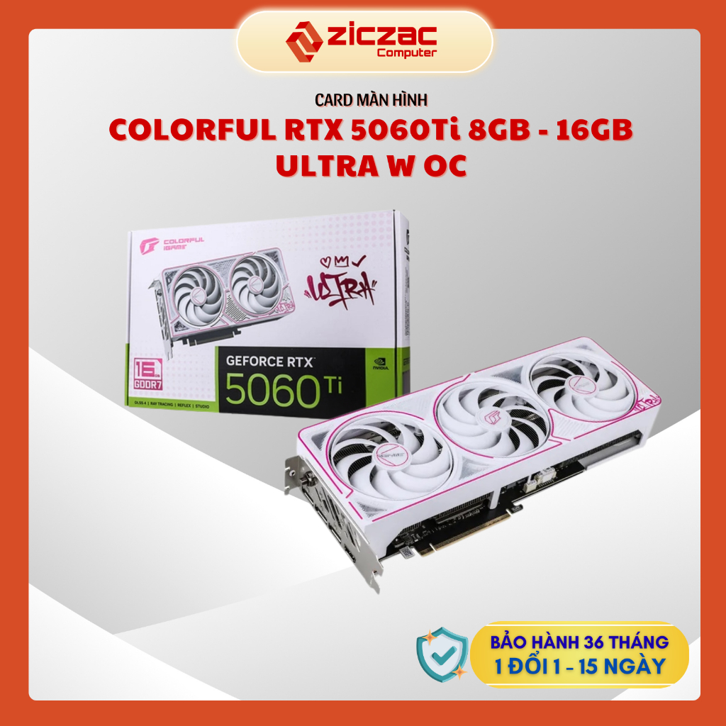 VGA Colorful iGame RTX 5060 Ti Ultra White OC 8GB 16GB GDDR7 - Chính hãng