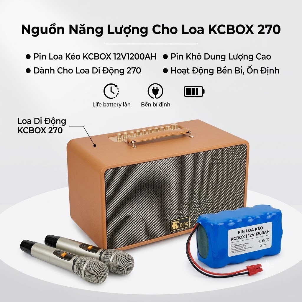Pin Loa Kéo KCBOX 12V1200AH 12v1800 Dành Cho Loa KCBOX – Pin Khô Dung Lượng Cao Hoạt Động Bền Bỉ