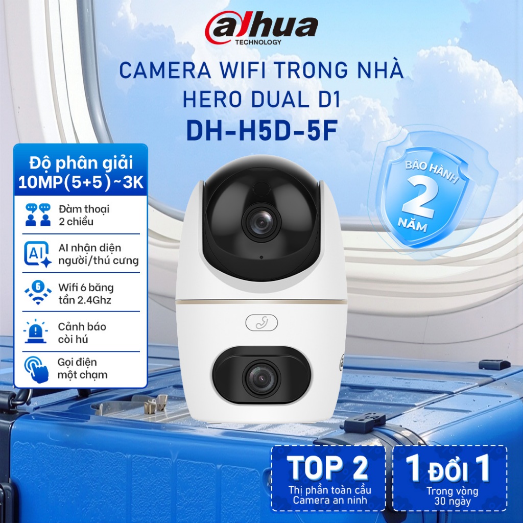 Camera Wifi Dahua Hero Dual D1  2 Mắt Kép 6MP/10MP Xoay 360 độ ,Đàm thoại 2 chiều , Chạm để gọi,  H3
