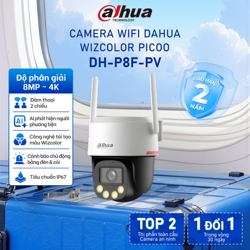 Camera Wifi Dahua WizColor Picoo F1 PT Ngoài Trời (3/5/8MP) | WizColor Chế độ màu ban đêm thông minh