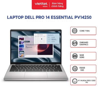 Laptop Dell Pro 14 Essential PV14250 PV14250 | Core 7 150U | 16GB | 512GB SSD | Windows 11 Home