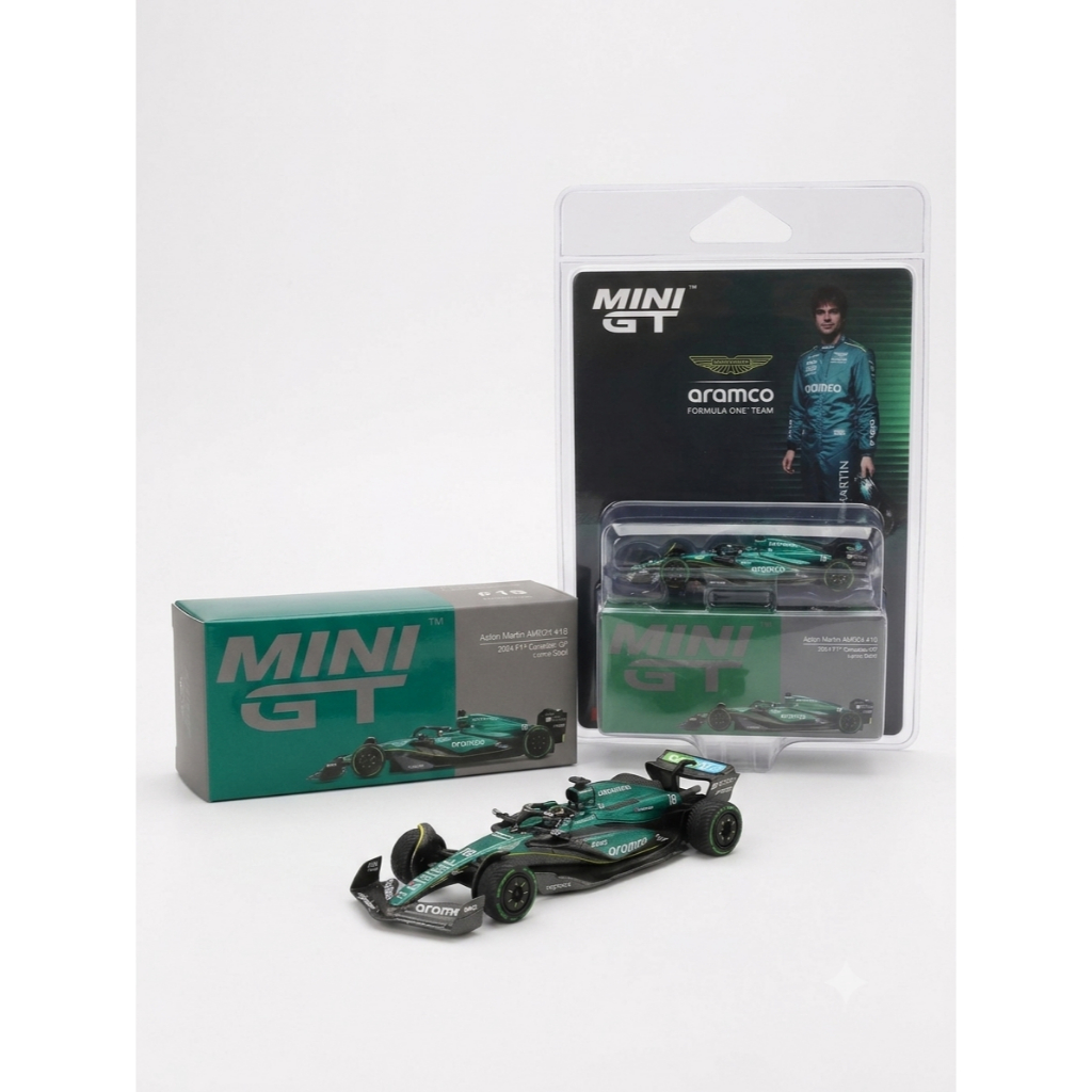 Mô hình xe đua F1 Aston Martin AMR24 #18 Lance Stroll 2024 F1 2024 Canadian GP card tỉ lệ 1:64 MiniG
