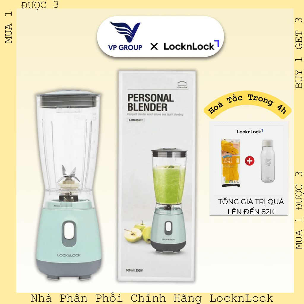 [LocknLock] Máy Xay Sinh Tố Cá Nhân Personal Blender  600ml - Màu xanh mint - EJM436MIT (VPG)