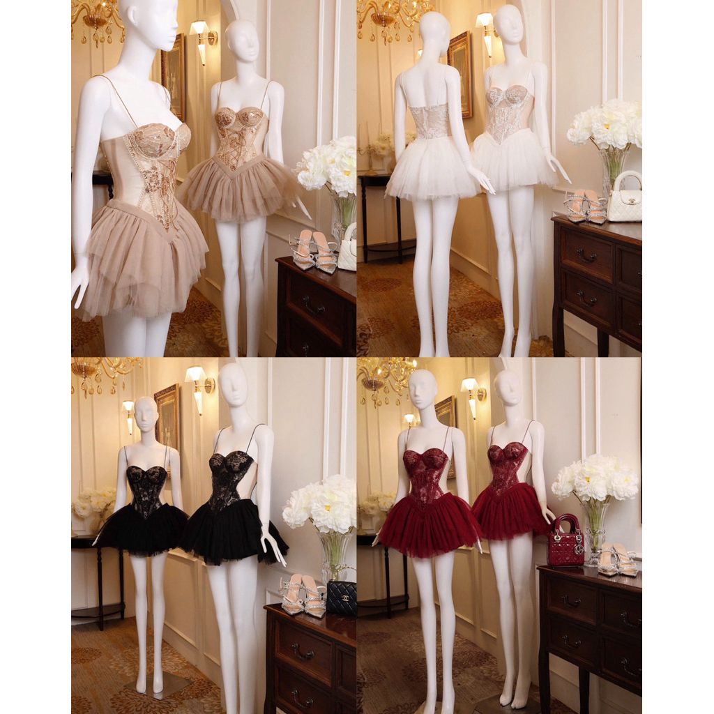 Đầm Corset Ren Sequin Cúp Ngực Tùng Lưới Xoè Bồng 𝐃𝟐𝐓 𝐒𝐓𝐎𝐑𝐄