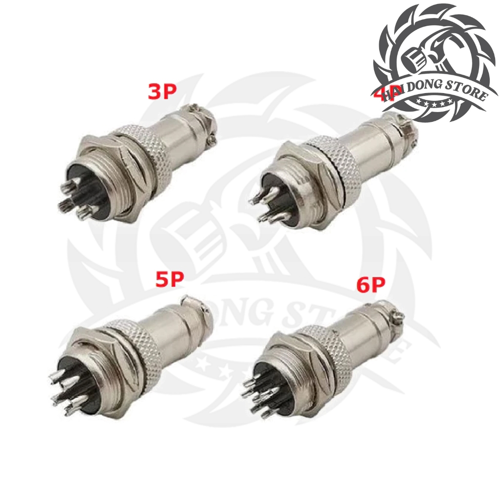 Jack GX12 GX16 3P 4P 5P 6P Jack Hàng Không Đực Cái Kim Loại Chuyên Dùng Sạc Pin Tải Lớn