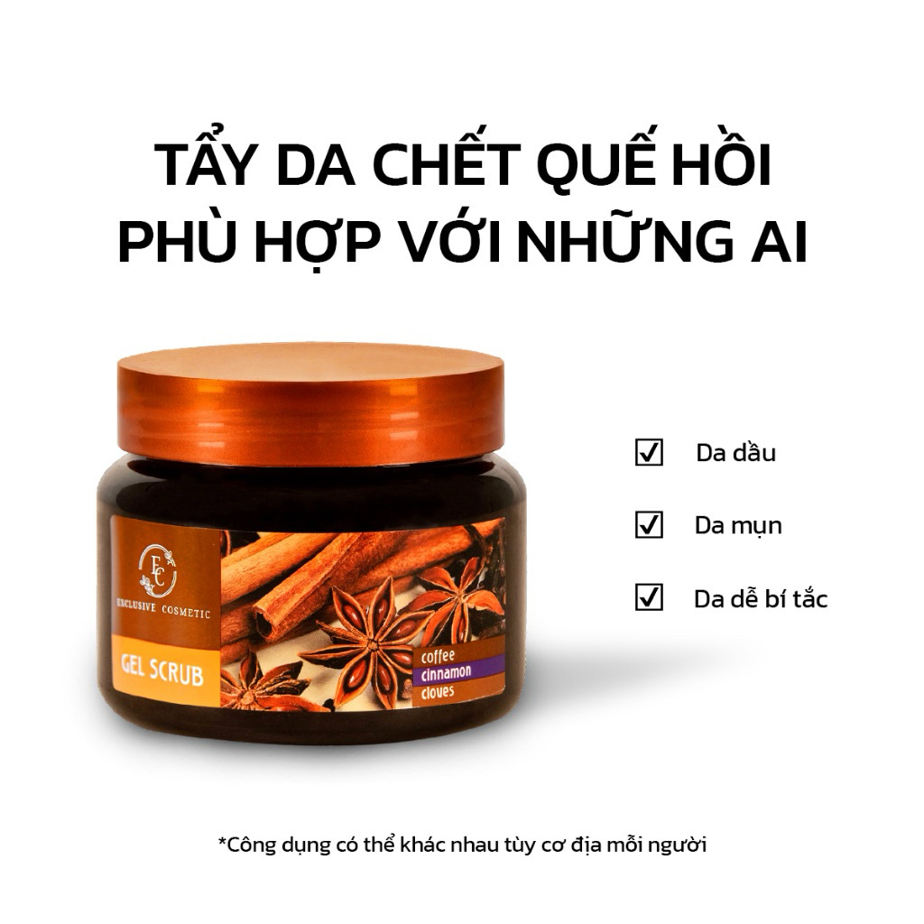 Tẩy Da Chết Body Exclusive Cosmetic Quế Hồi, Cam Chanh Gel Scrub