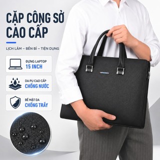 Cặp da nam công sở văn phòng giáo viên đựng máy tính laptop 15 inch giấy tờ tài liệu A4,da PU/Vải chống nước trầy xước