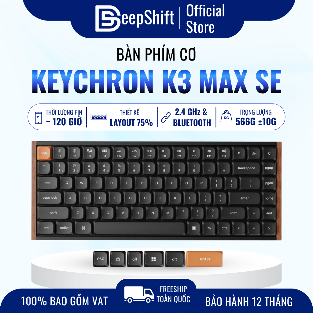 (Special Edition) Bàn phím cơ Keychron K3 Max SE Ultra Slim | Hot Swap | RGB | 2.4GHz&Bluetooth 5.2
