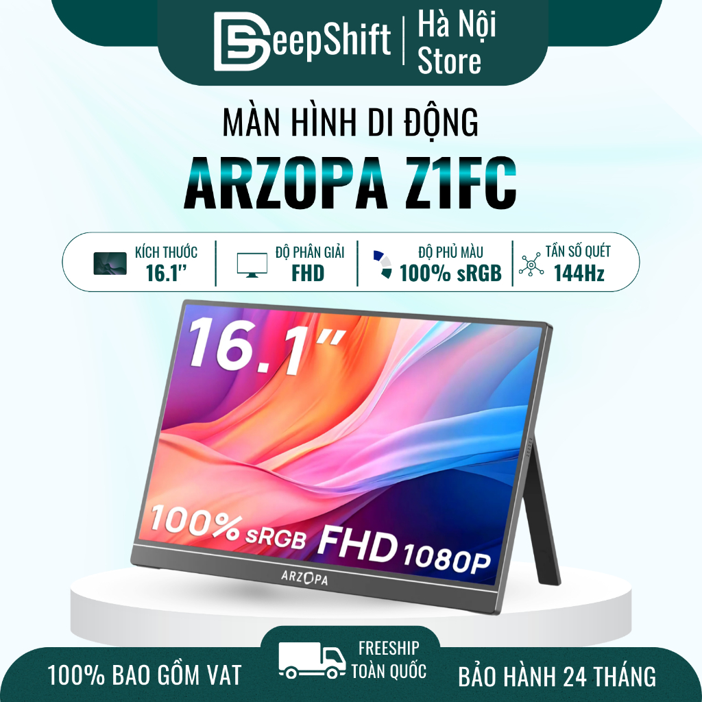 Màn Hình Di Động ARZOPA Z1FC 16.1" 144Hz IPS FHD | 106% sRGB | USB-C HDMI | Chính Hãng | Hỏa Tốc