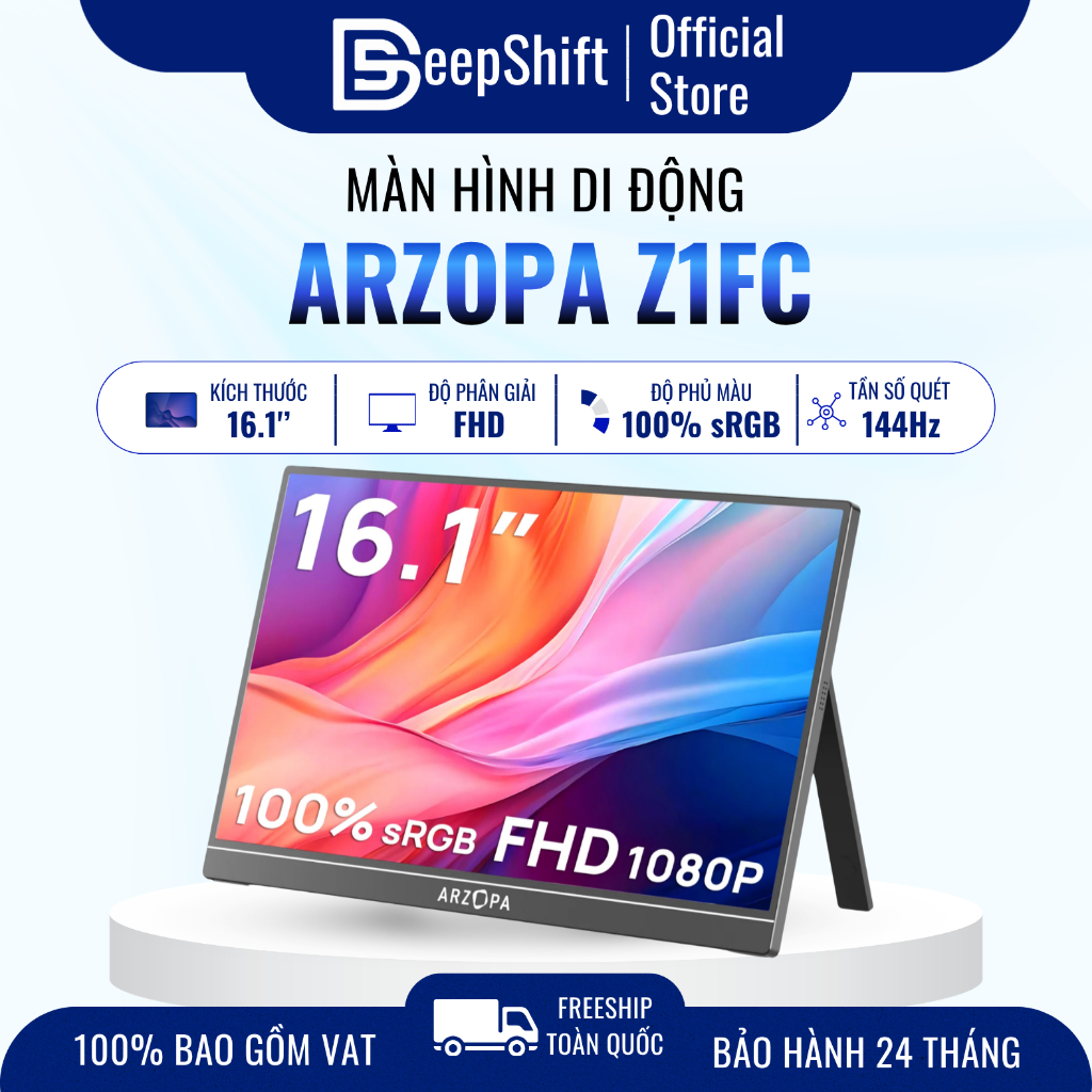 Màn Hình Di Động ARZOPA Z1FC 16.1” | 144Hz | 106% sRGB | Nhôm Hợp Kim | 780g | 2 Type-C + HDMI