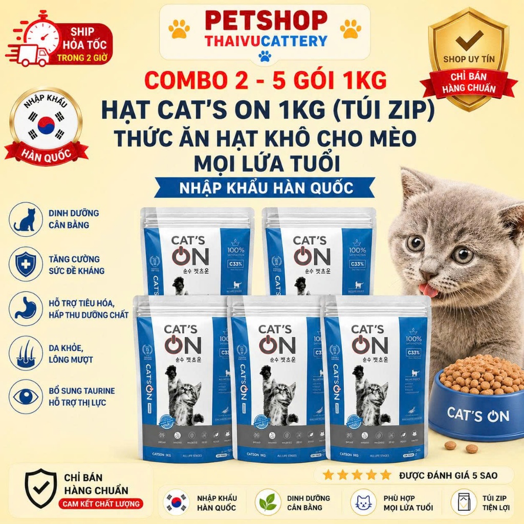 Thức ăn Cho Mèo Hạt Khô Cat On (Cat's On) Hàn Quốc