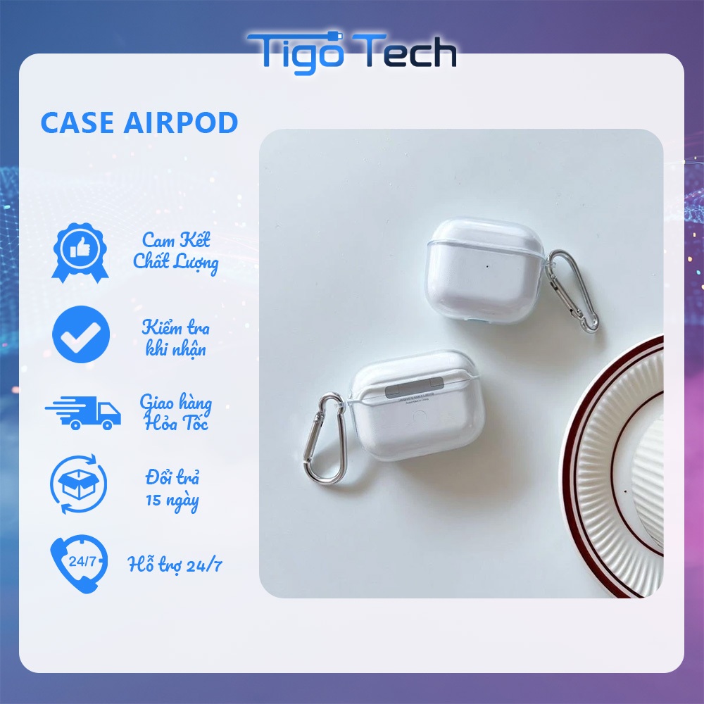 Ốp Trong Suốt, Case bọc cho AP3/ AP Pro 2 /AP4 Chống Ố Vàng, Kèm Móc Khóa, Chống Sốc