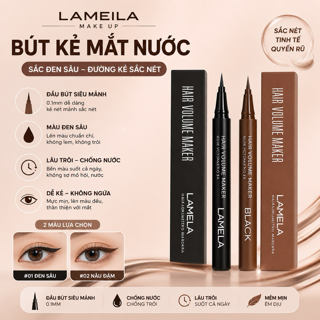 [Lameila]Kẻ Mắt Nước Lameila Waterproof Liquid Eyeliner Pen