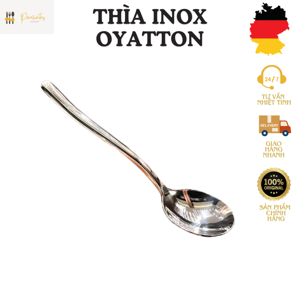 Thìa cơm inox OYATTON, muỗng phở inox, muỗng ăn cơm inox 316, thìa cao cấp