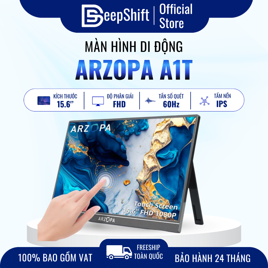 Màn hình di động cảm ứng ARZOPA A1T 15,6 Inch 60Hz FHD 1080P IPS 350nits | USB-C & HDMI
