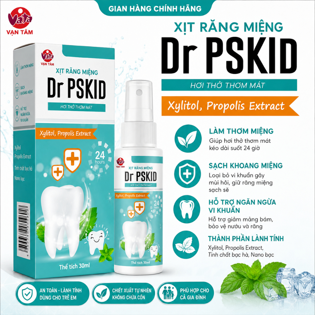 Xịt chống sâu răng, bảo vệ răng miệng cho bé  Dr PSKID 30ml