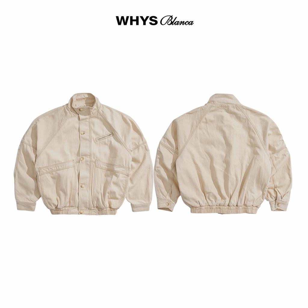 WHYS JACKET POCKET K112 - Áo khoác jeans túi hộp Whys blanca.