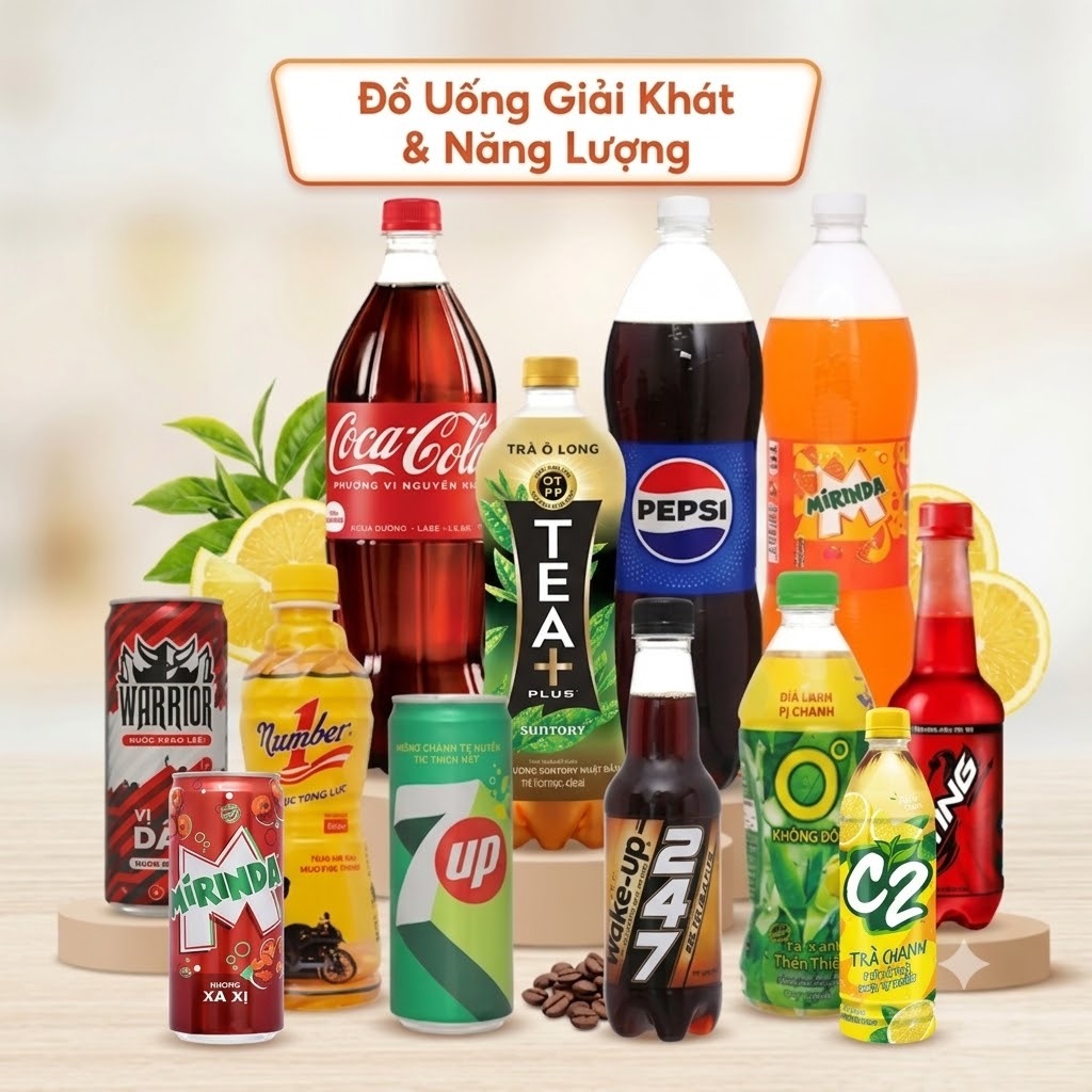 [COMBO] Nước Giải Khát & Nước Tăng Lực - Trà Xanh C2, Không Độ, Tea+, Sting, Warrior, 247 (Lốc Nhỏ/C