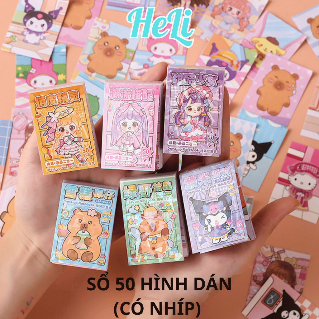 Sổ Dán Sticker Kawaii Capybara, Baby Three, Kuromi, Sanrio Cực, Sticker Dán Siêu Dễ Thương