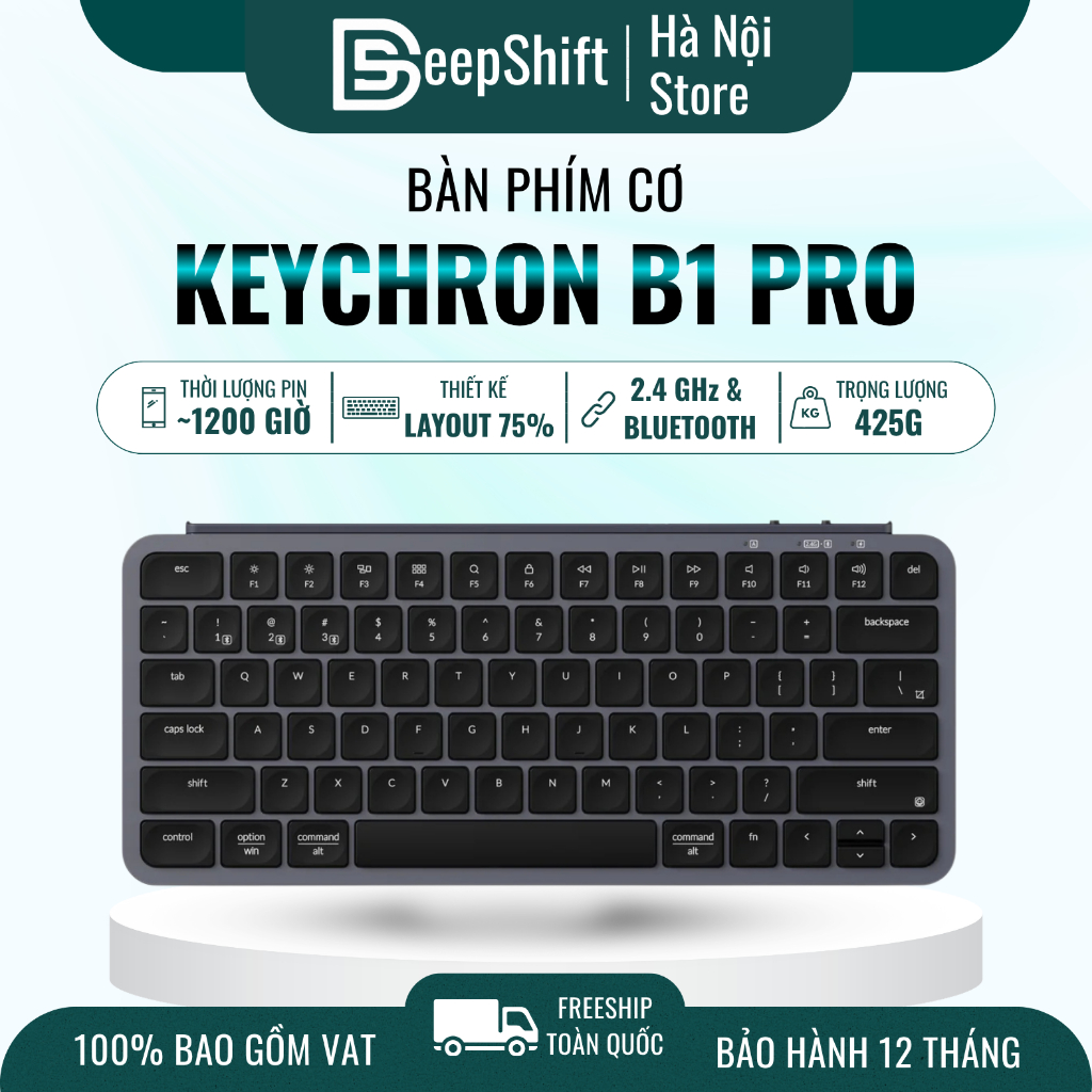 Bàn Phím Keychron B1 Pro Không Dây | Siêu Mỏng Nhẹ | 3 Mode | Chính hãng