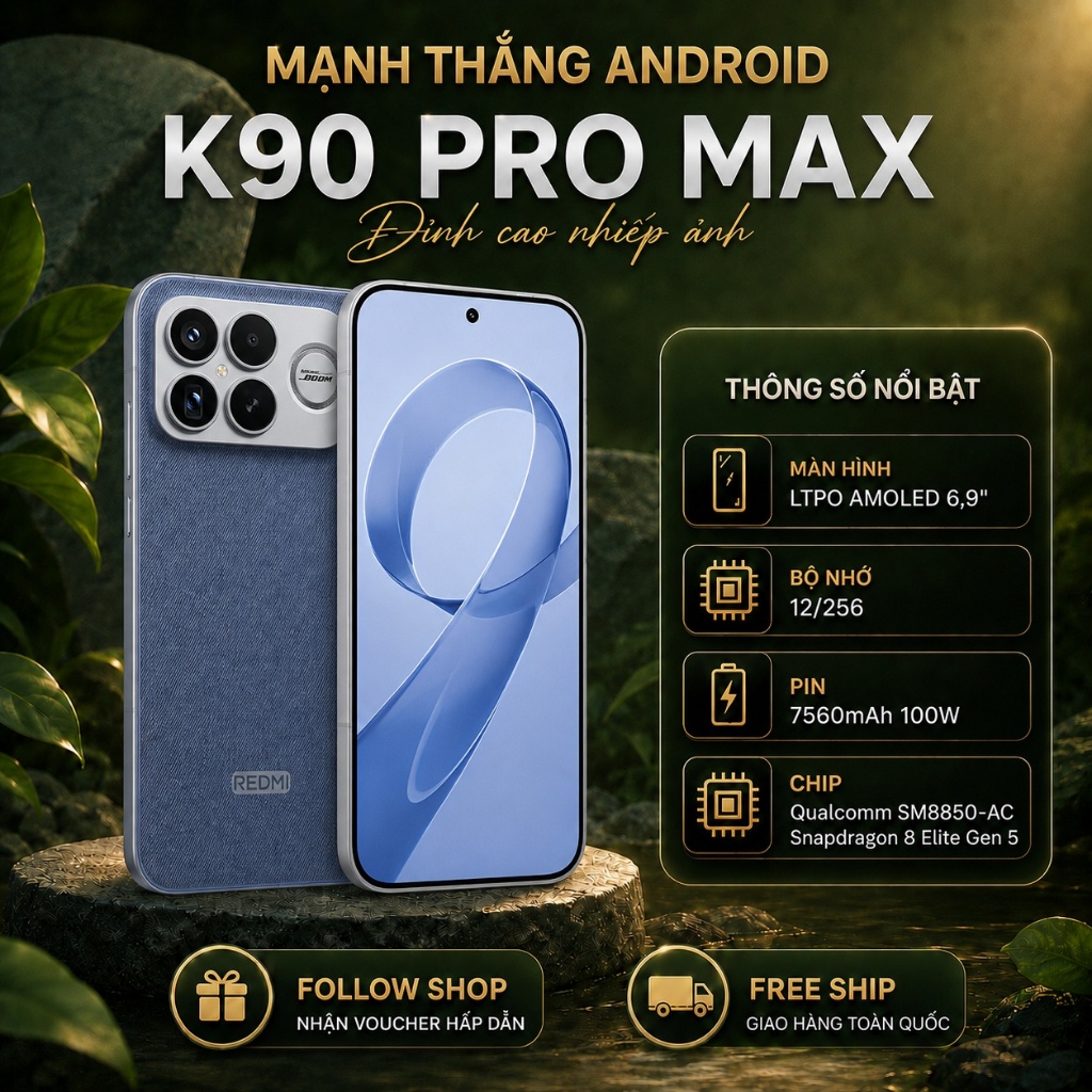 Điện thoại Xiaomi REDMI K90 Pro Max (Snapdragon 8 Elite Gen 5) 12/256GB LIKE NEW FULLBOX 99%