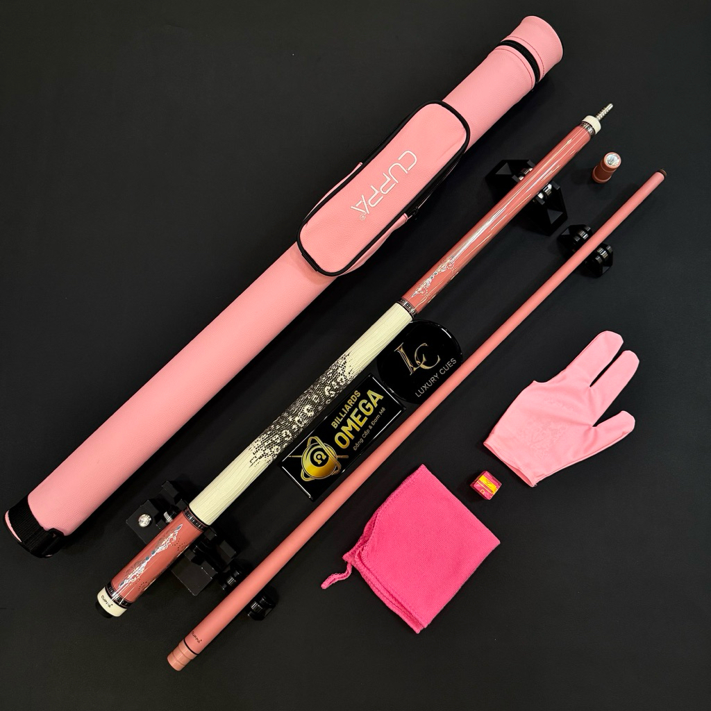 [CUPPA] Cơ Bida Lỗ Cuppa Pink B2 Ngọn Carbon Hồng (Tặng Kèm Phụ Kiện)