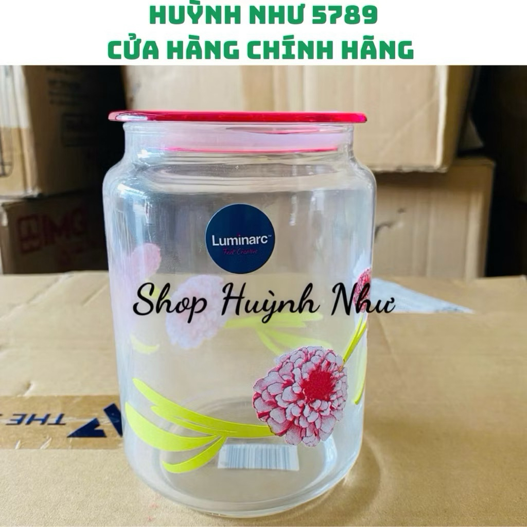 [CHÍNH HÃNG]Hủ thủy tinh 750ml Luminarc Rondo Dahlia .Hủ thủy tinh trong suốt, họa tiết hình bông.
