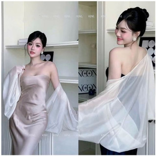 Áo choàng tơ khoác vai chất liệu tơ lụa FREESIZE dưới 60kg