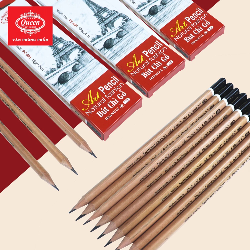 Bút Chì 2B Queen 2B Art Pencil PC-991 (Hộp 12 Bút)