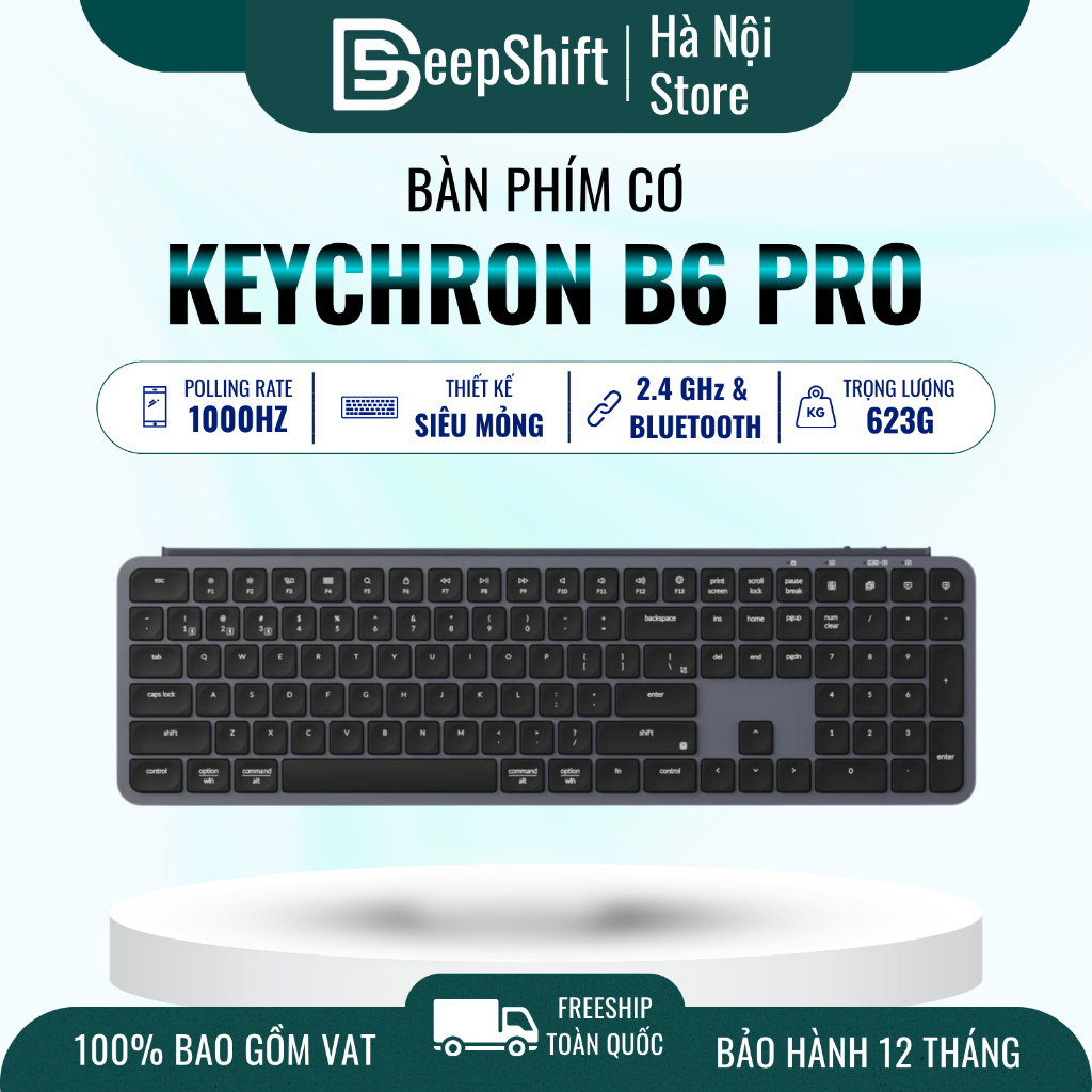 Bàn phím không dây Keychron B6 Pro Ultra-Slim | Chính hãng