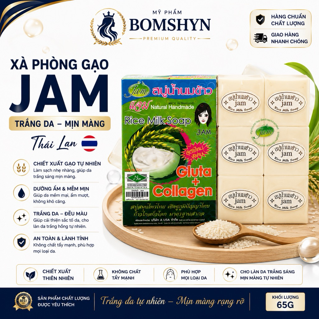 Combo 12 bánh xà phòng cám gạo jam Thái lan