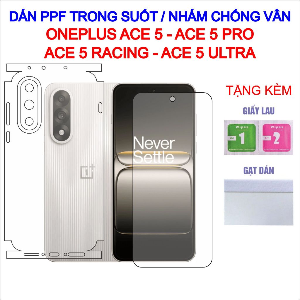 Dán PPF Oneplus ACE 5, 5 Pro, 5 Racing, 5 Ultra full lưng viền, màn hình