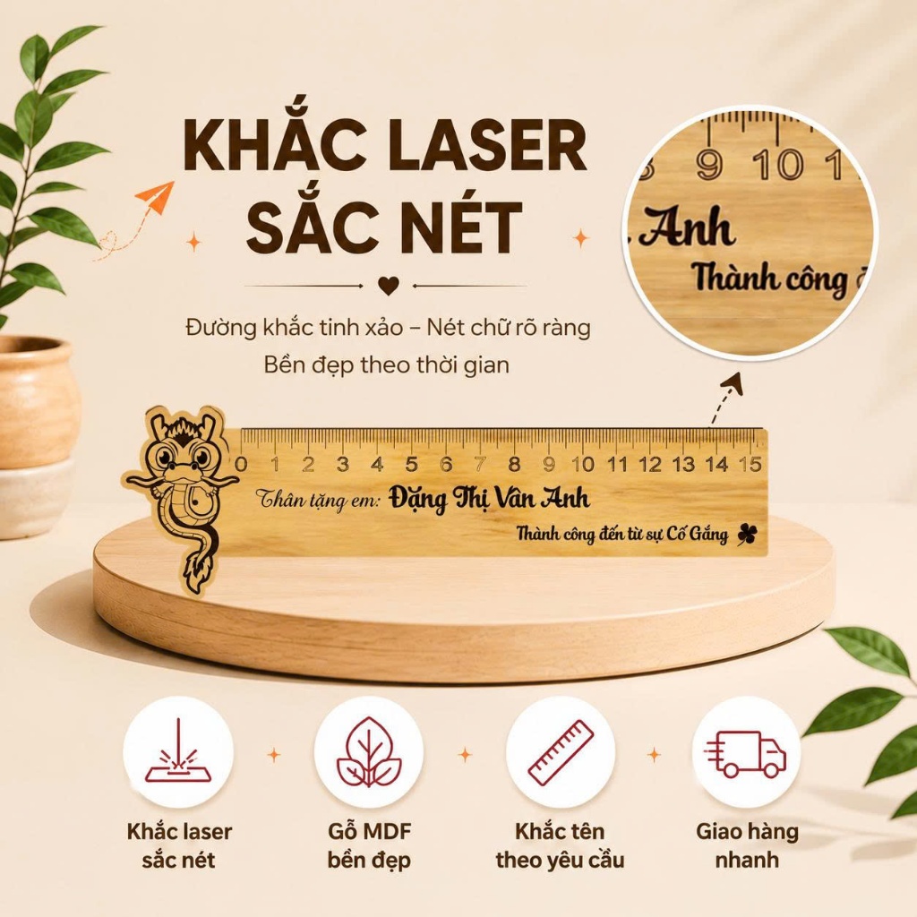 Thước gỗ khắc hình rồng oai phong NC000152