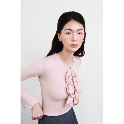 Her.declub Josie Top áo dài tay có điểm nhấn bèo trước ngực