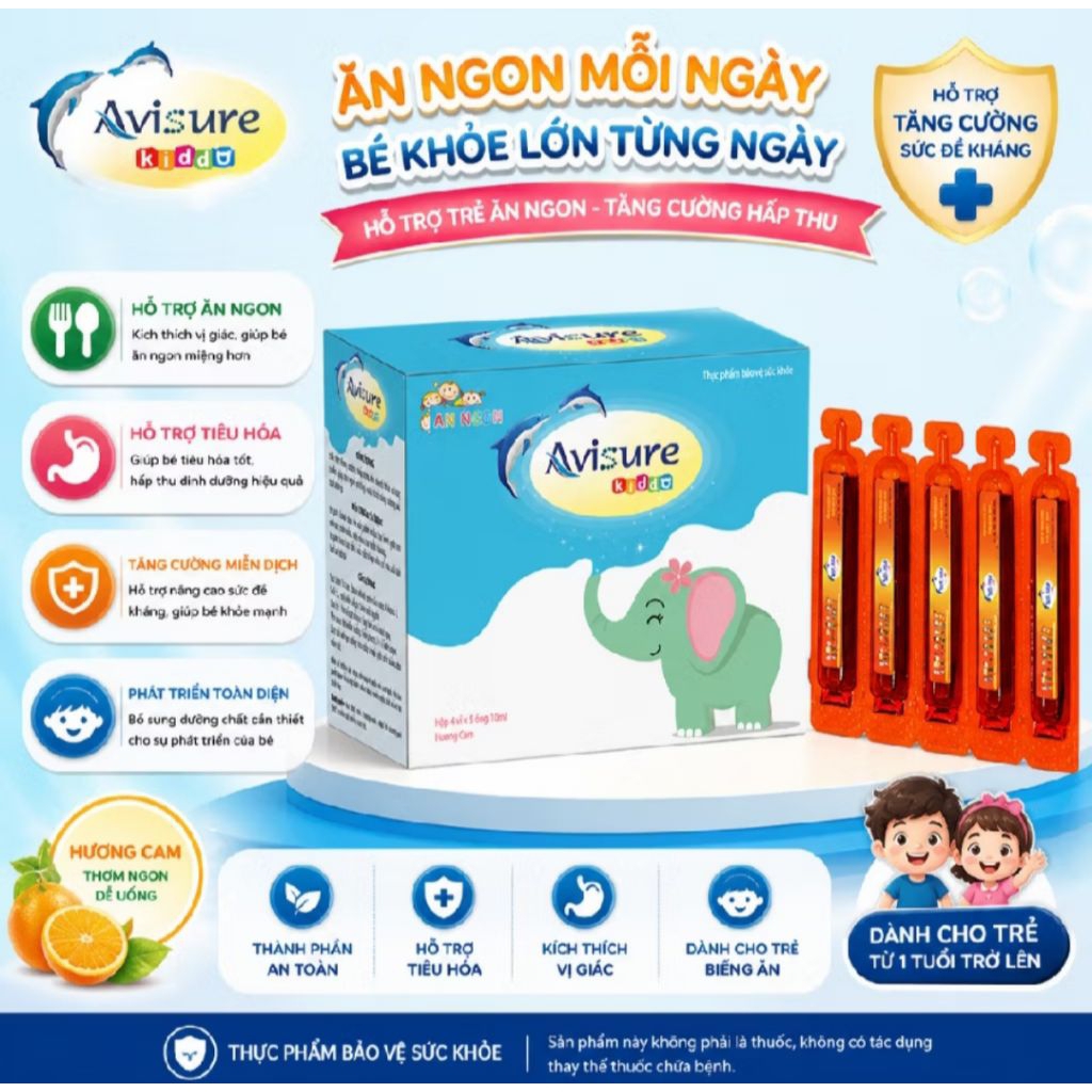 Siro Avisure Kiddo  Hỗ Trợ Ăn Ngon, Tăng Cường Miễn Dịch cho bé (Hộp 30 ống)