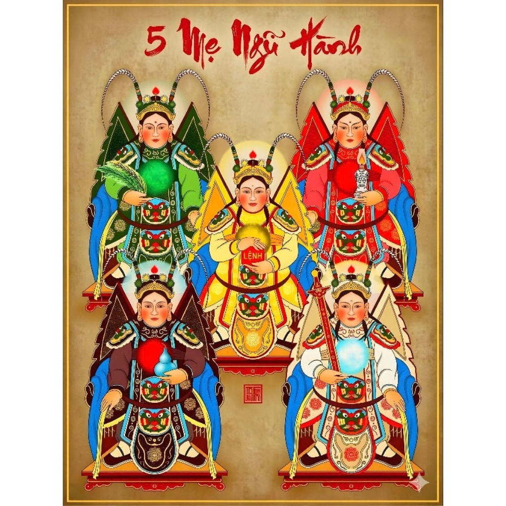 Khung + Tranh 5 MẸ NGŨ HÀNH